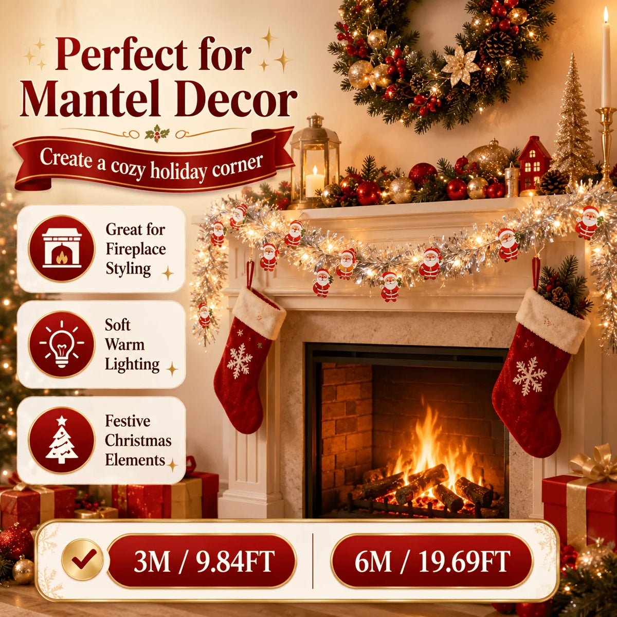 LED Santa snowflake and snowman Christmas rope lights