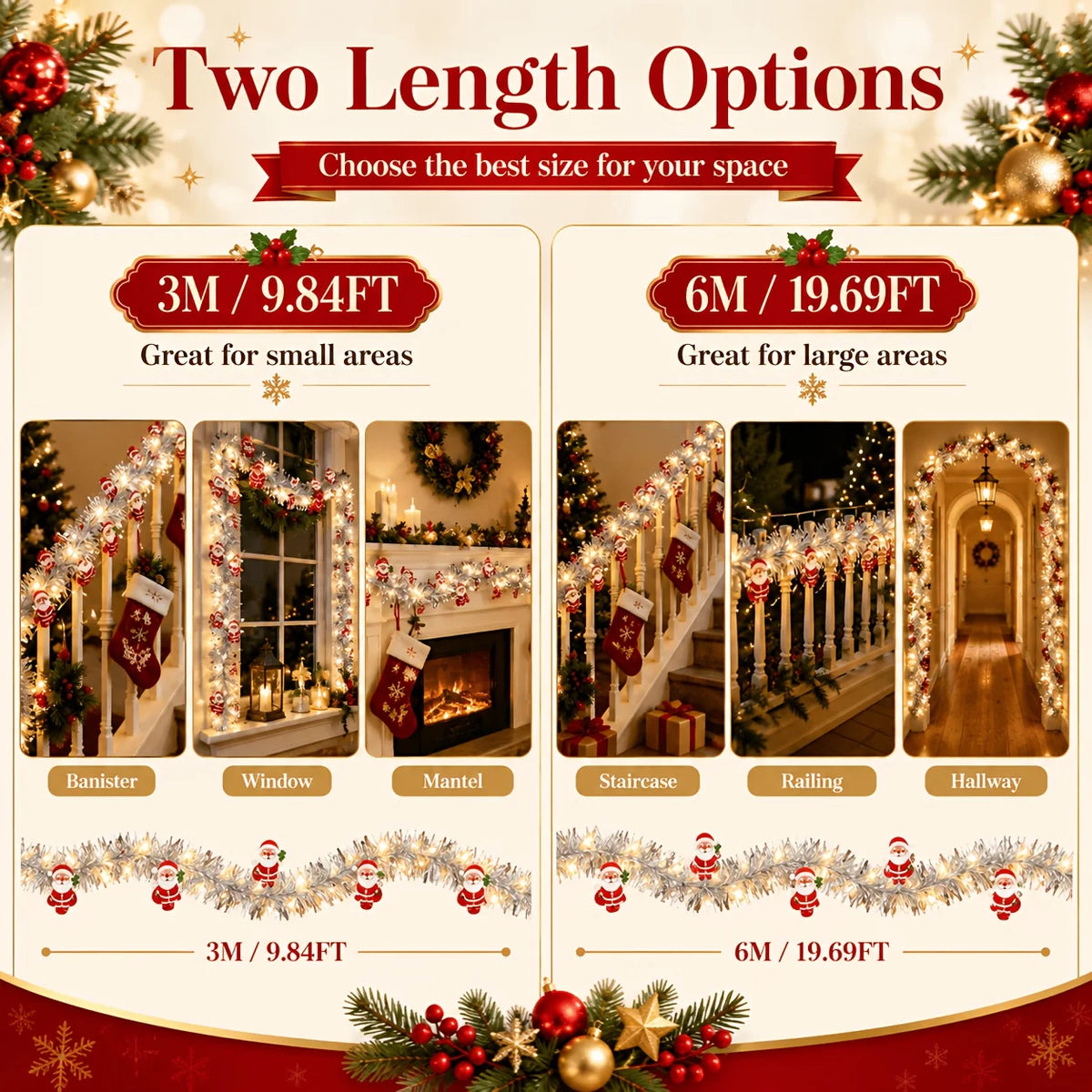LED Santa snowflake and snowman Christmas rope lights