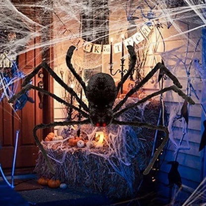 Large plush spider Halloween decoration for indoor and outdoor party decor