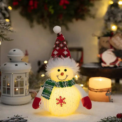 Light-up snowman Christmas figurine with snowflake decor
