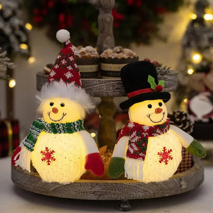 Light-up snowman Christmas figurine with snowflake decor