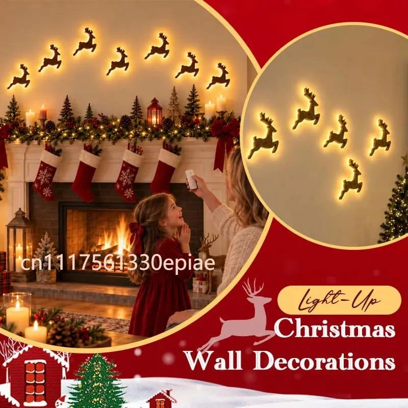 7-piece LED reindeer wall Christmas decorations
