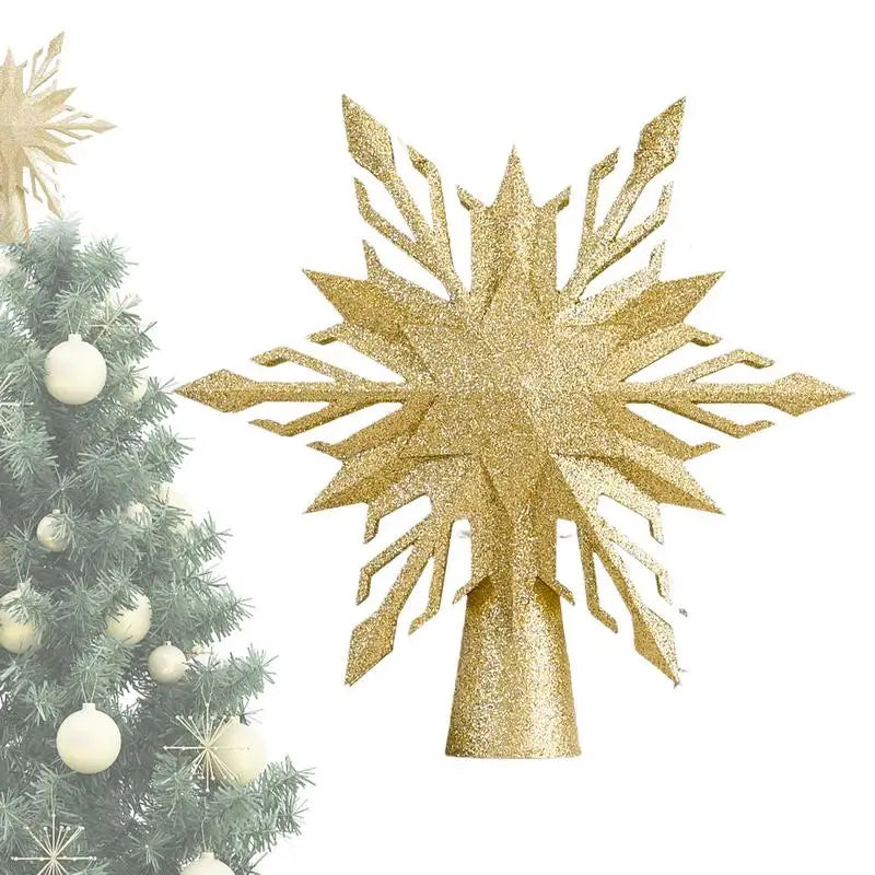 Lighted snowflake Christmas tree topper with LED projector