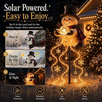 Solar snowflake and snowman Christmas stake lights for outdoor decor