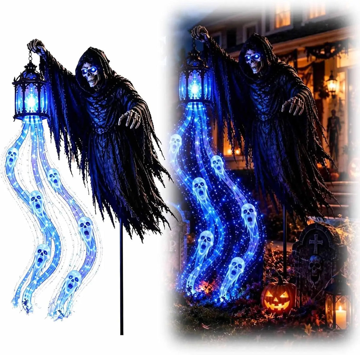 Animated Halloween soul harvester garden stake light