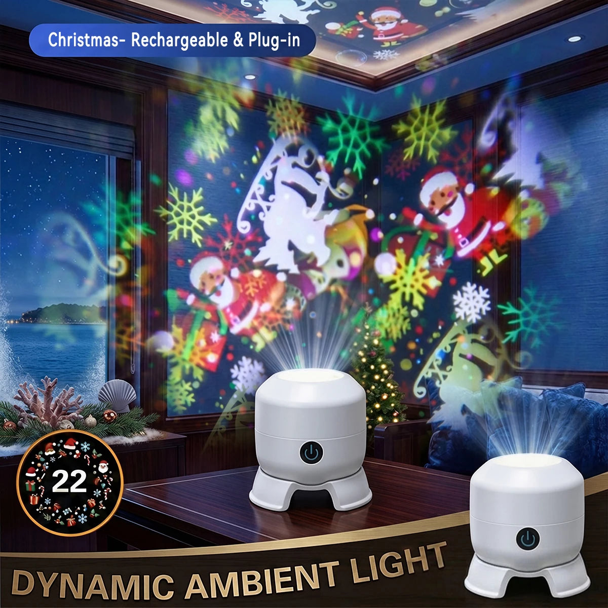 22-pattern rotating LED Christmas projector light