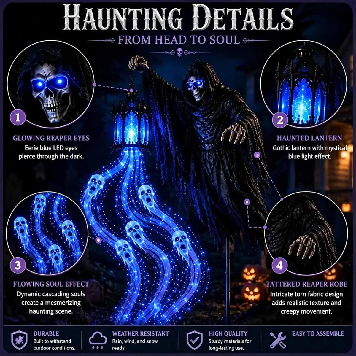 Animated Halloween soul harvester garden stake light