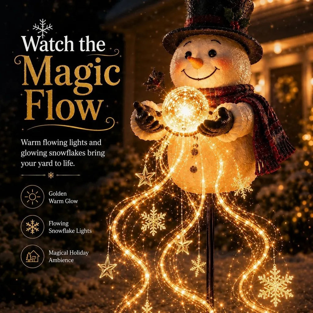 Solar snowflake and snowman Christmas stake lights for outdoor decor