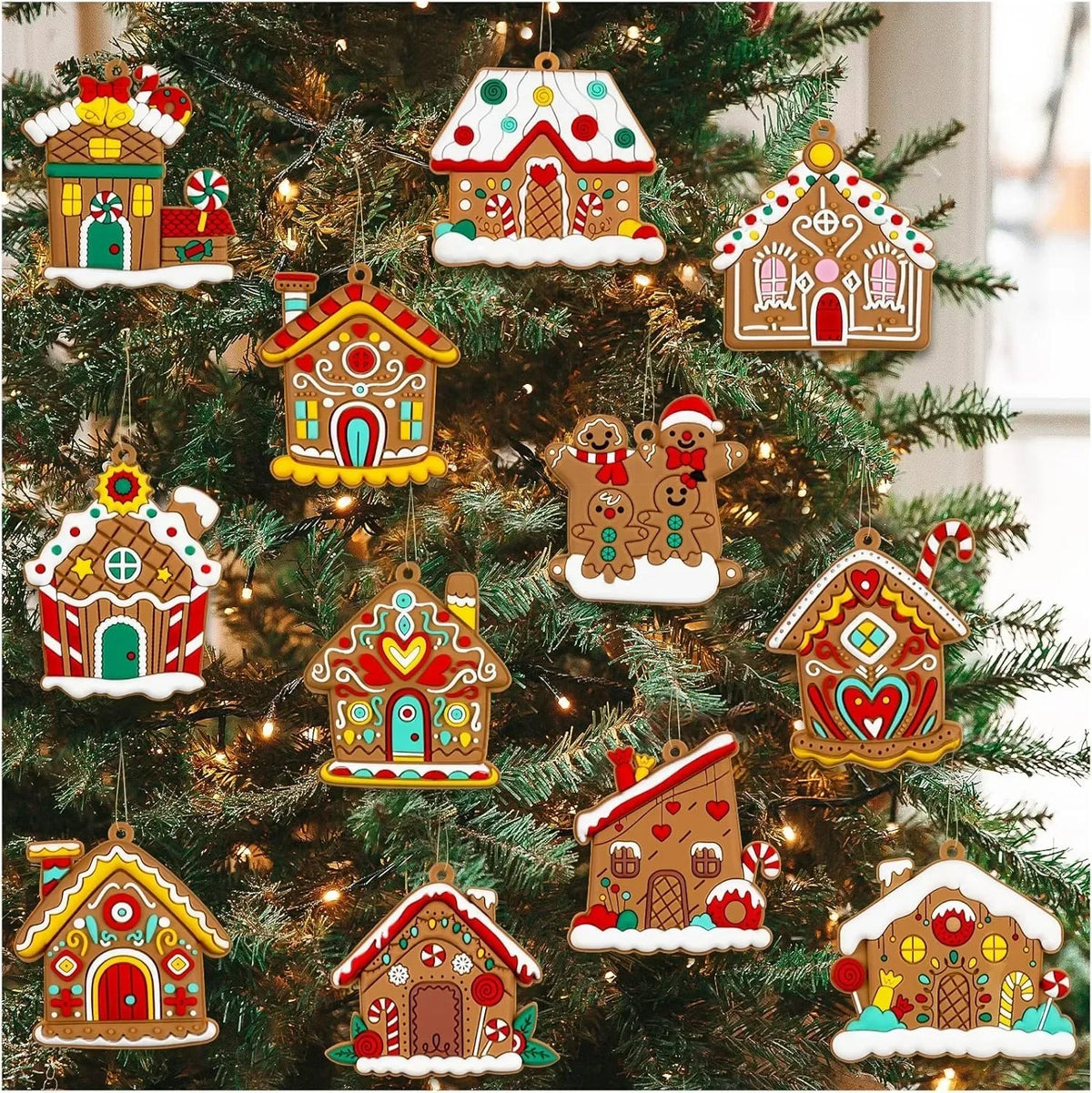 Gingerbread man Christmas tree ornaments assorted set