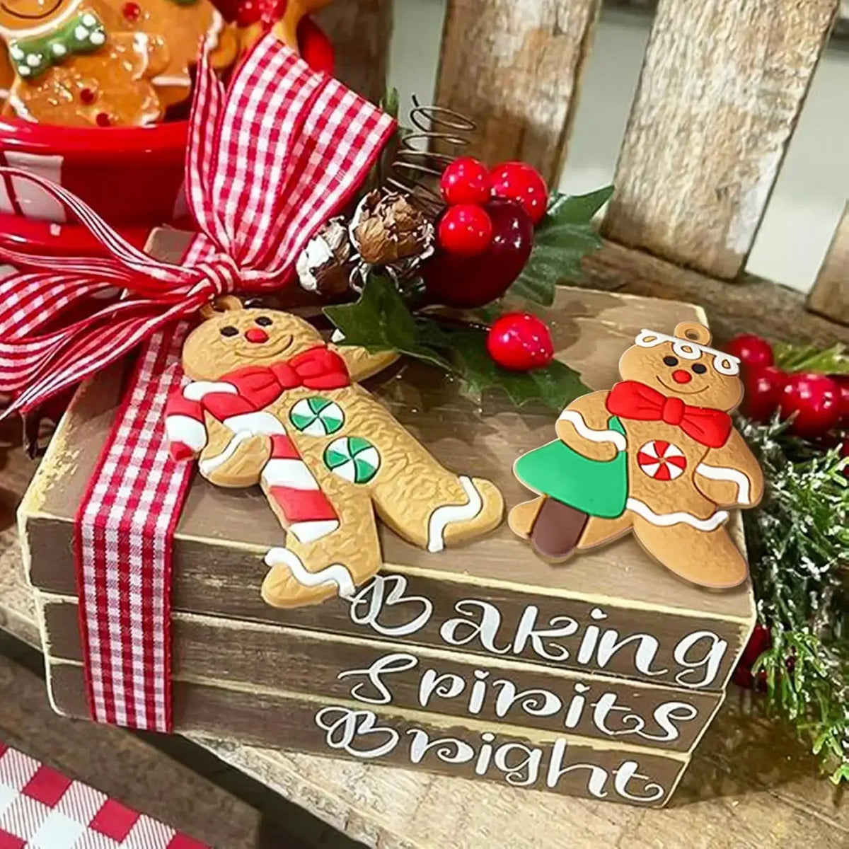 Gingerbread man Christmas tree ornaments assorted set
