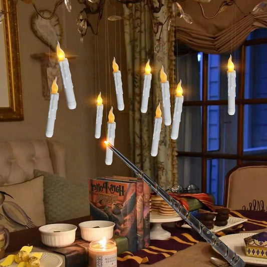 Floating LED Candles with Magic Wand Remote Halloween & Harry Potter Wizard Party Decor