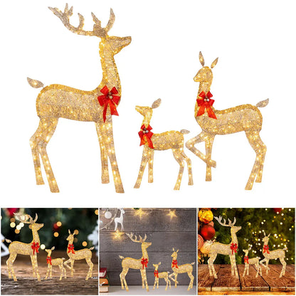 3-piece LED light-up reindeer Christmas yard decor