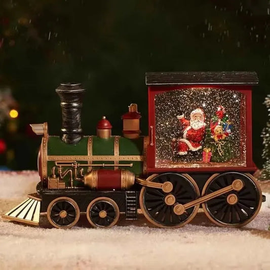 Santa and snowman Christmas train crystal ball table decor
