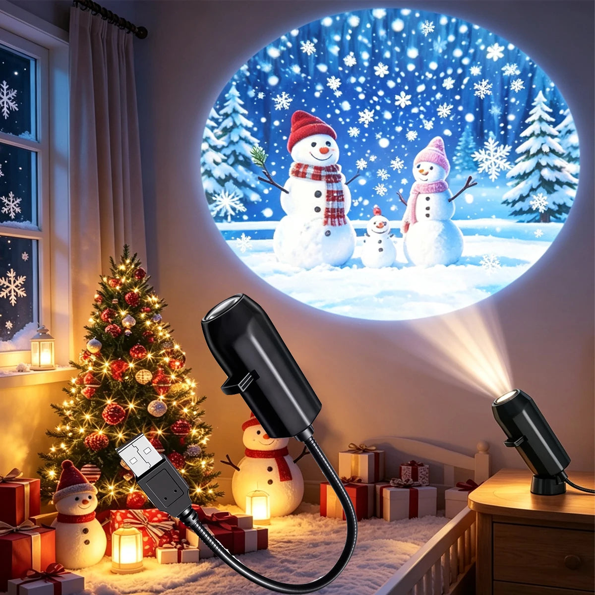 Flexible Christmas snow and Santa projection lights