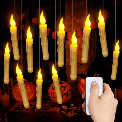 Floating LED Candles with Magic Wand Remote Halloween & Harry Potter Wizard Party Decor