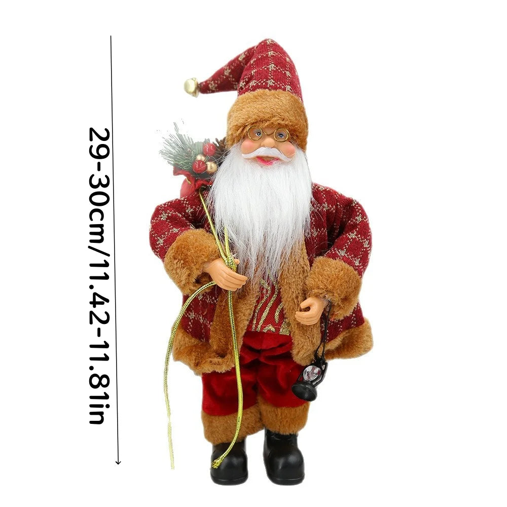 Standing Santa Claus Christmas figurine with gift bag and lantern