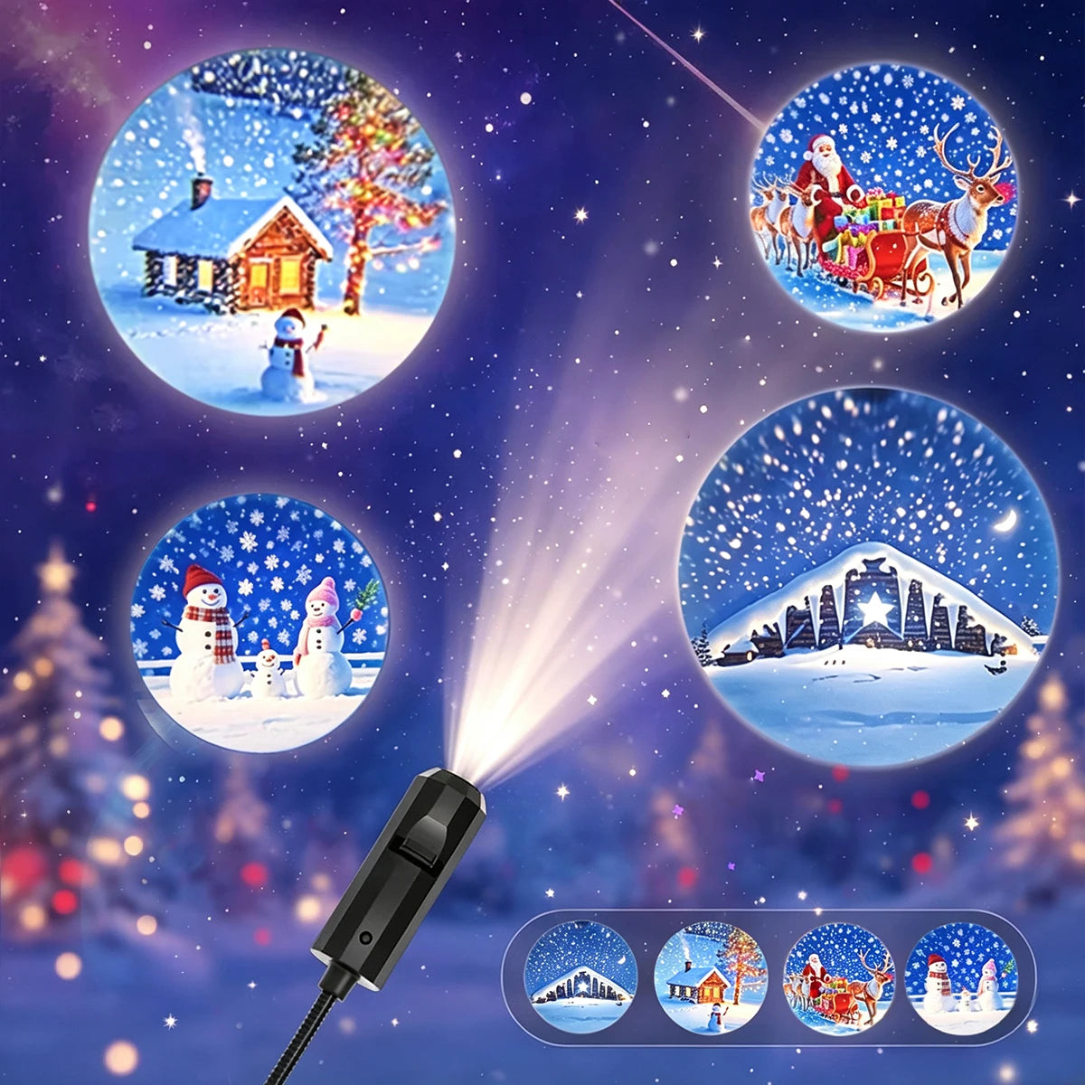 Flexible Christmas snow and Santa projection lights
