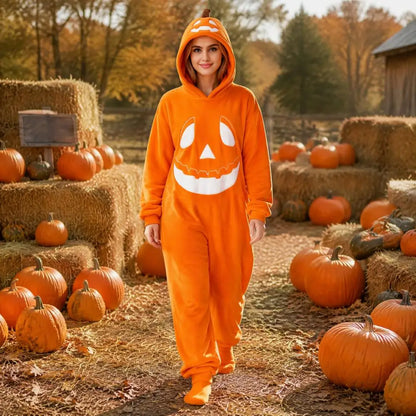 Pumpkin Halloween Costume Plush Pumpkin Onesie Jumpsuit