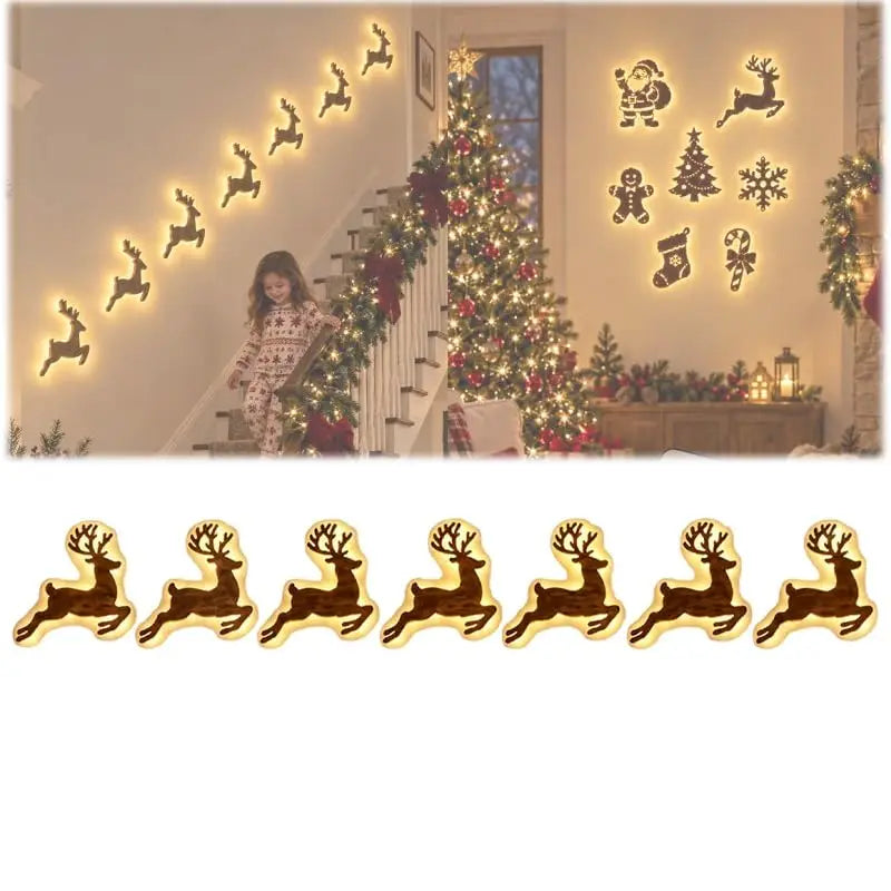 7-piece LED reindeer wall Christmas decorations