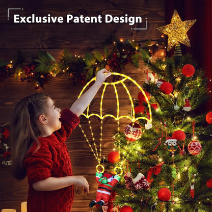 USB Santa Claus parachute Christmas lights for outdoor decor