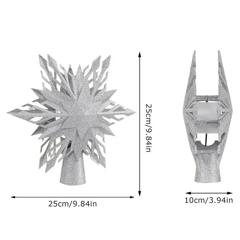 Lighted snowflake Christmas tree topper with LED projector