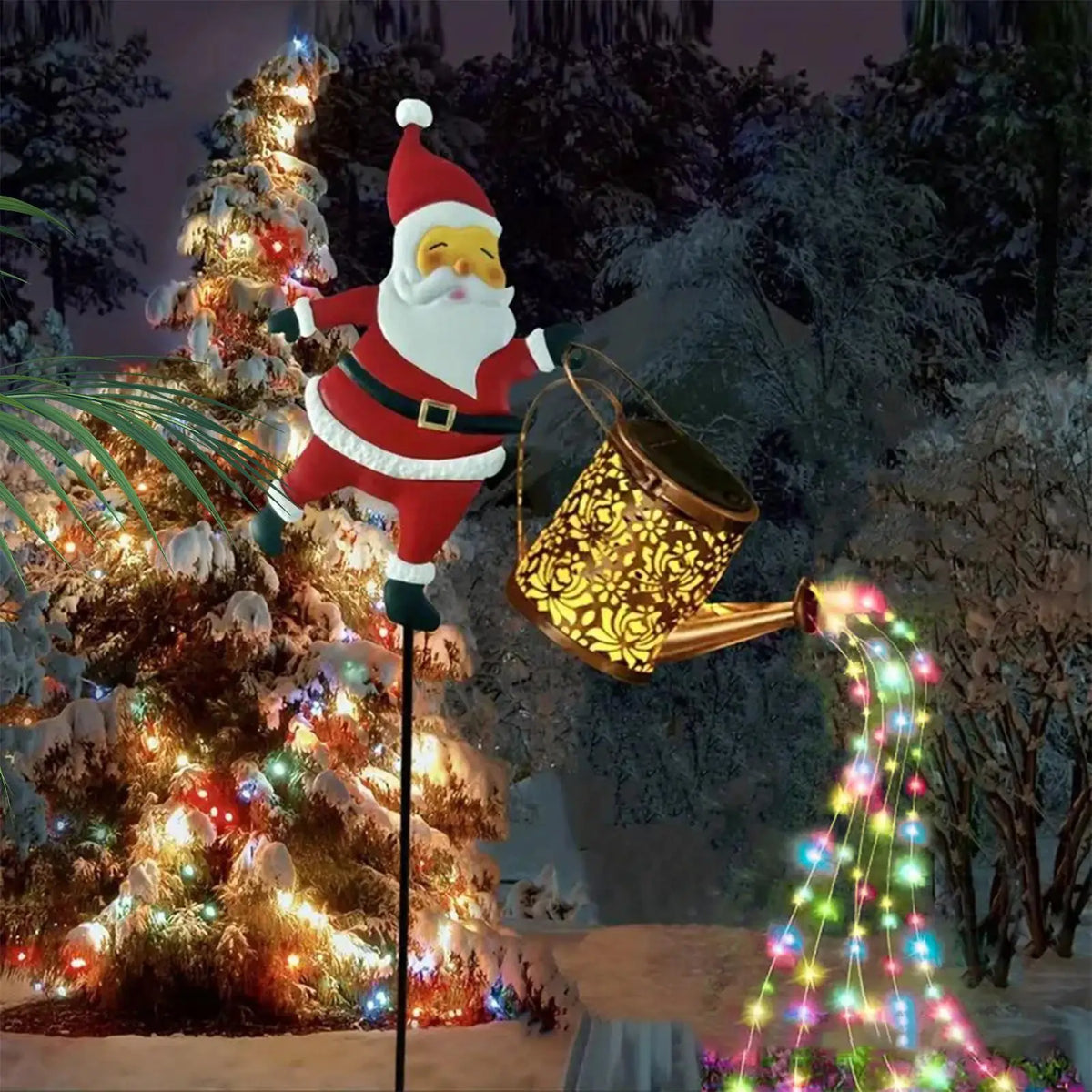 Solar Christmas kettle garden lights for outdoor decor