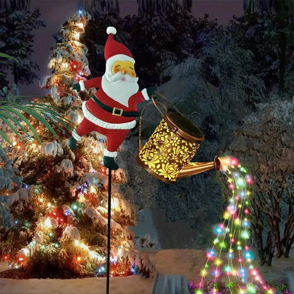 Solar Christmas kettle garden lights for outdoor decor