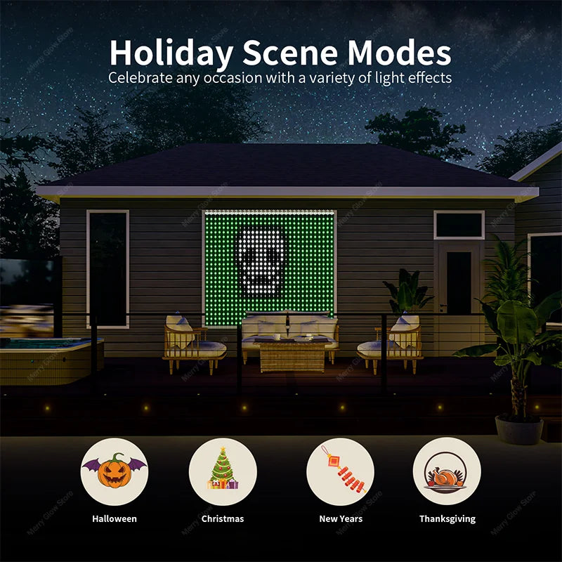 256/400 LED smart Christmas curtain lights with app