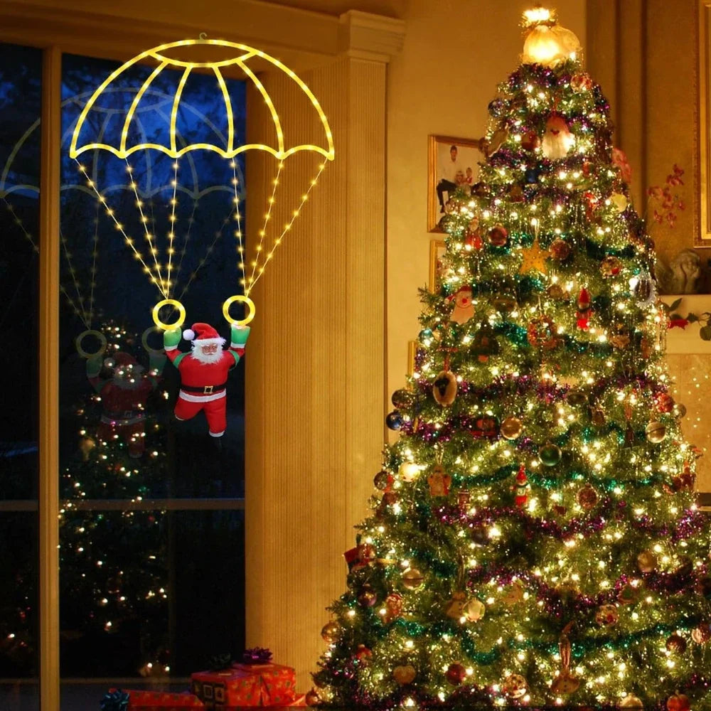 USB Santa Claus parachute Christmas lights for outdoor decor
