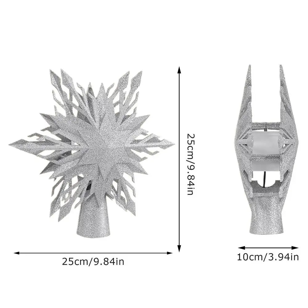 Lighted snowflake Christmas tree topper with LED projector