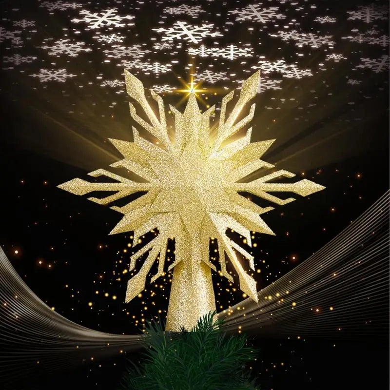 Lighted snowflake Christmas tree topper with LED projector