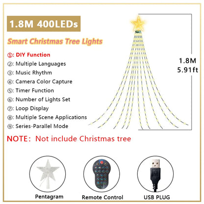 400 LED smart Christmas tree lights with app and remote