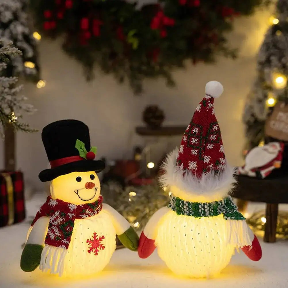 Light-up snowman Christmas figurine with snowflake decor