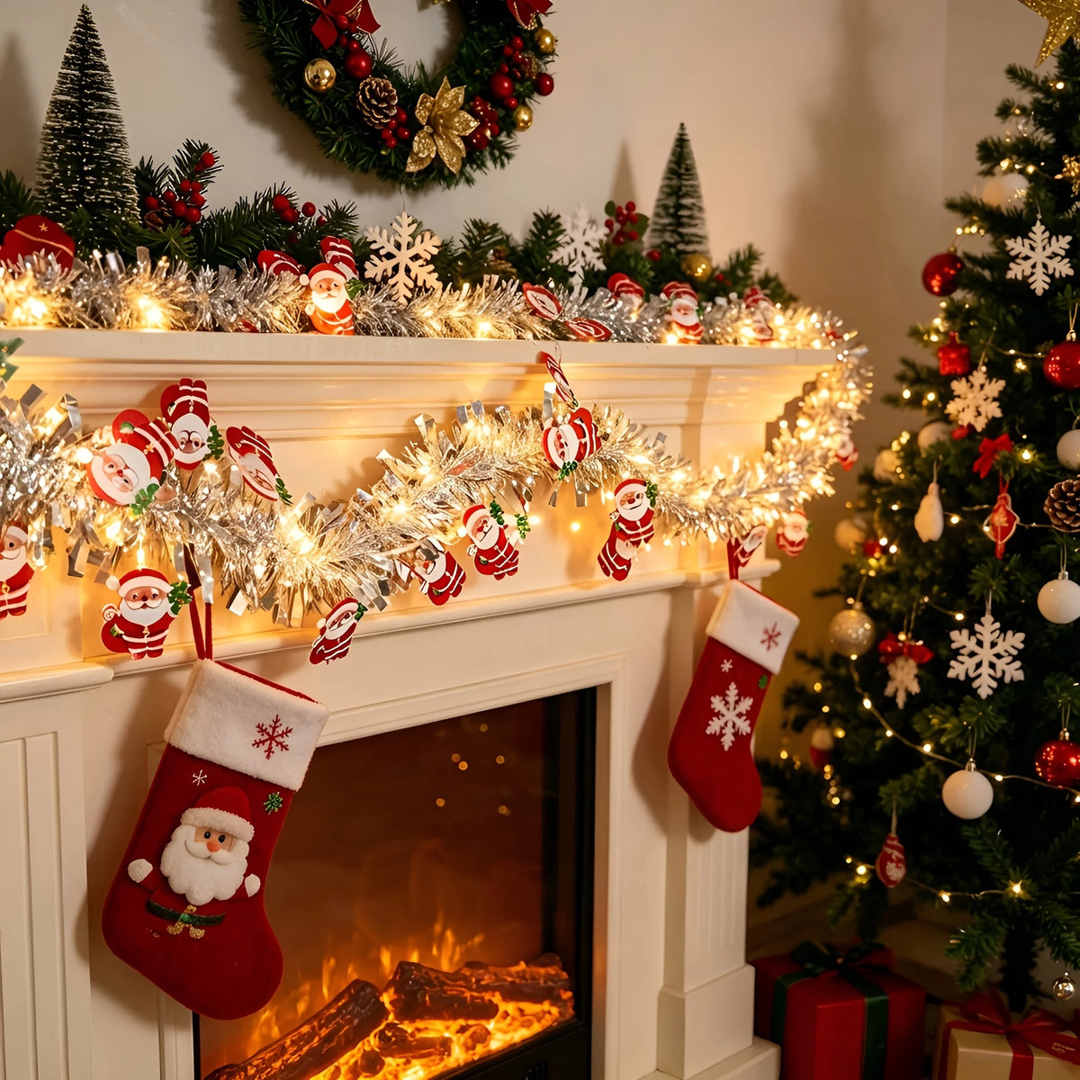 LED Santa snowflake and snowman Christmas rope lights