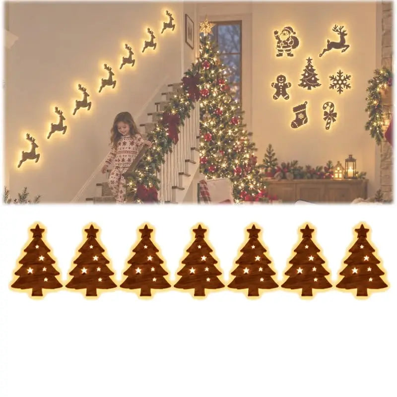 7-piece LED reindeer wall Christmas decorations