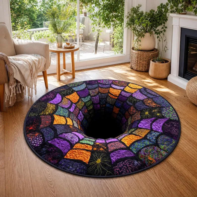 Halloween ghost and bat 3D optical illusion non-slip rug