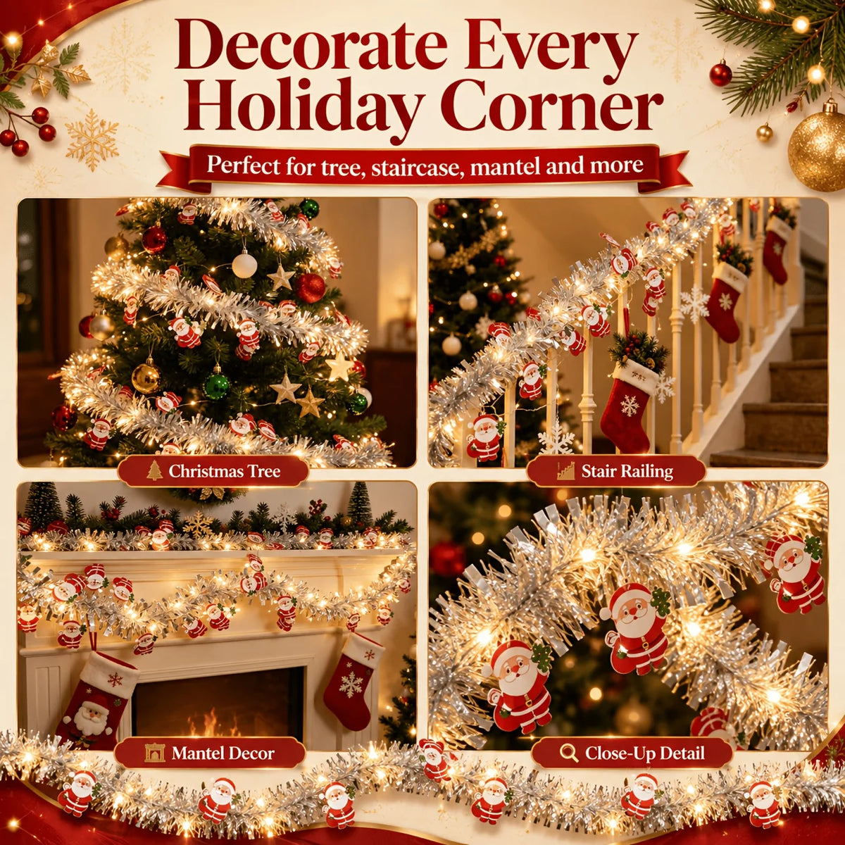 LED Santa snowflake and snowman Christmas rope lights