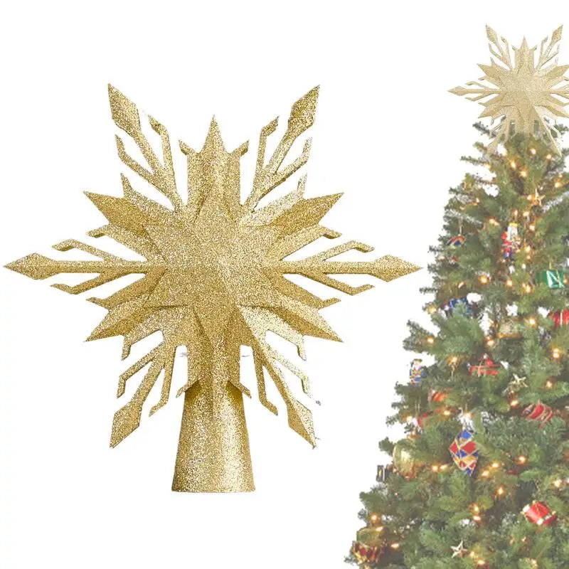Lighted snowflake Christmas tree topper with LED projector
