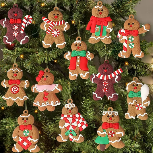 Gingerbread man Christmas tree ornaments assorted set