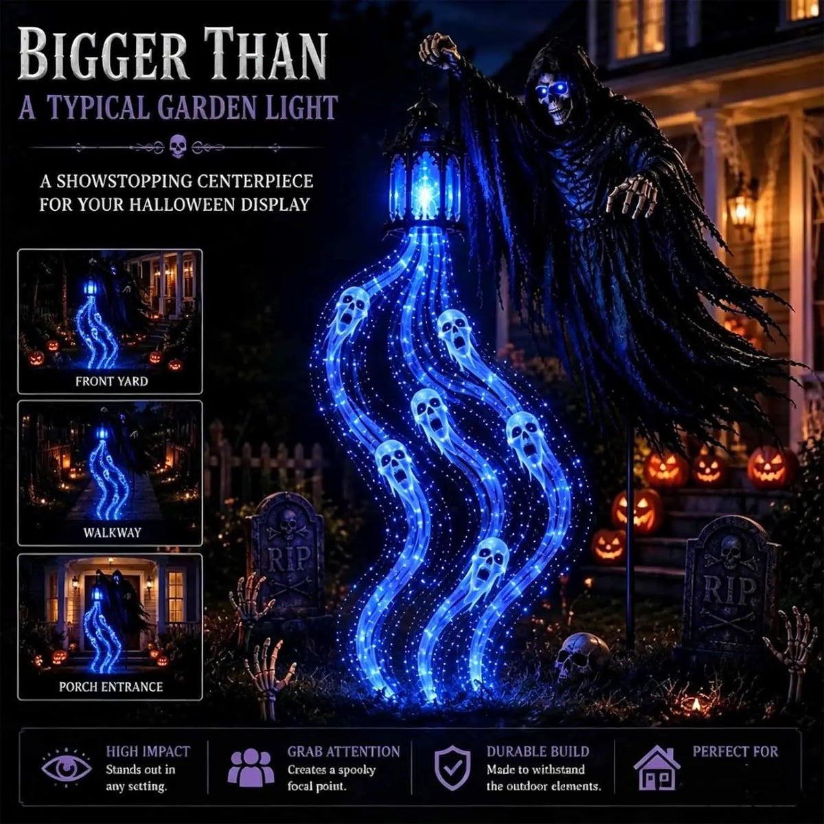 Animated Halloween soul harvester garden stake light