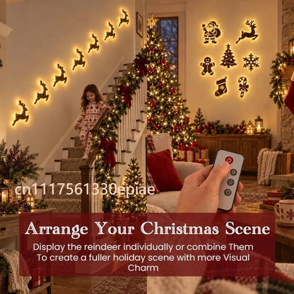 7-piece LED reindeer wall Christmas decorations