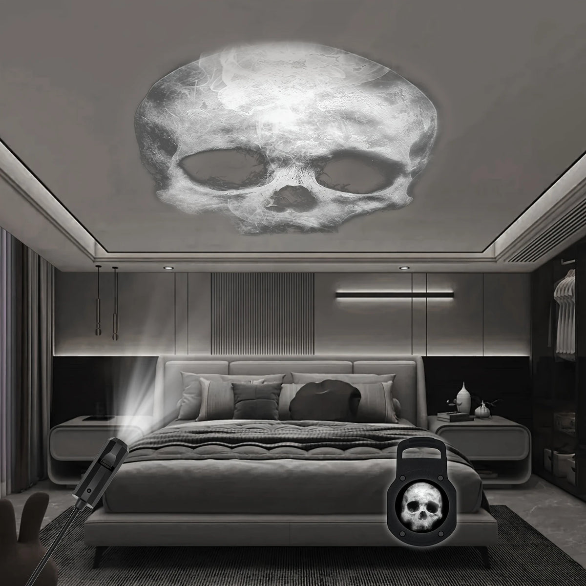 USB LED Halloween projection lamp with ghost and spider patterns