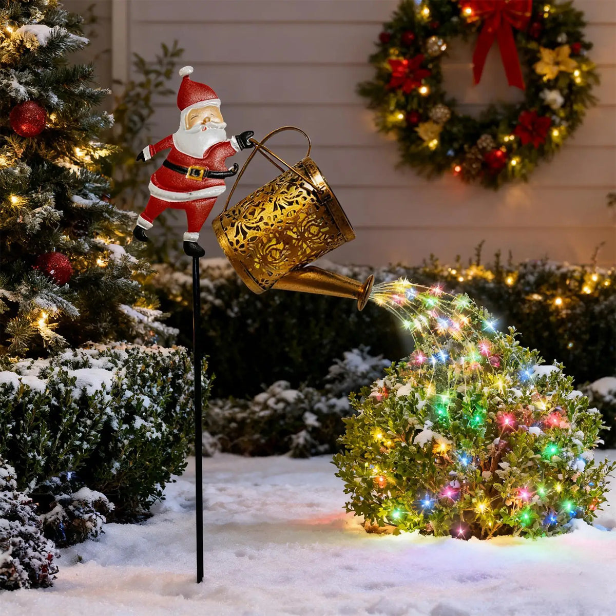 Solar Christmas kettle garden lights for outdoor decor