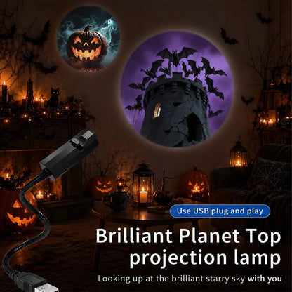 USB LED Halloween projection lamp with ghost and spider patterns