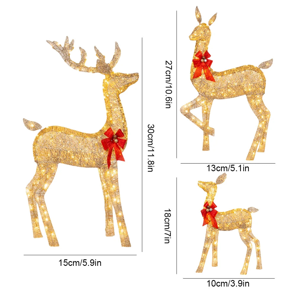 3-piece LED light-up reindeer Christmas yard decor