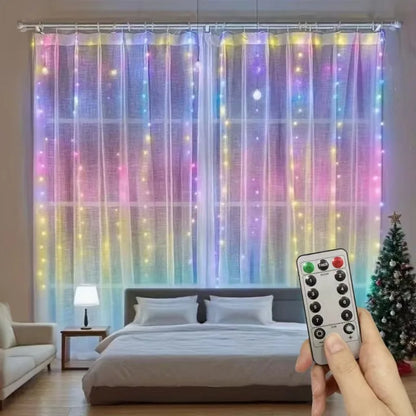 USB Christmas curtain lights with remote and 8 modes