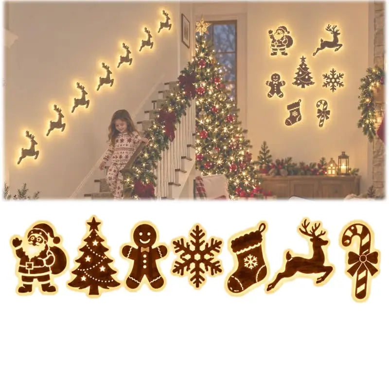 7-piece LED reindeer wall Christmas decorations