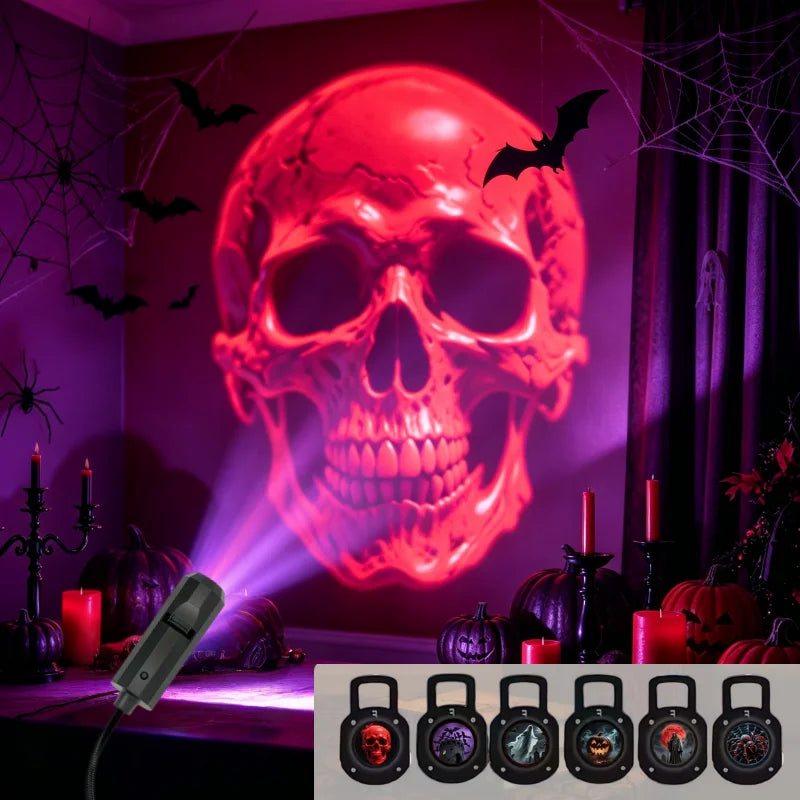 USB LED Halloween projection lamp with ghost and spider patterns