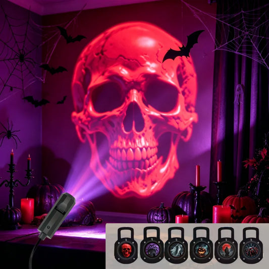USB LED Halloween projection lamp with ghost and spider patterns