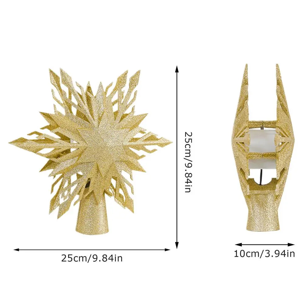 Lighted snowflake Christmas tree topper with LED projector